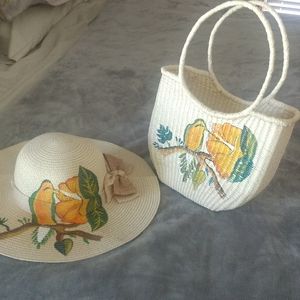 Straw Purse and Matching Hat NWOT